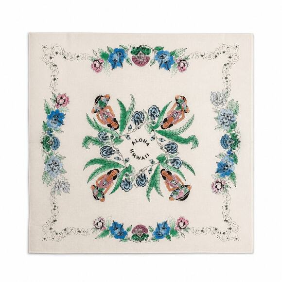 Aloha Hawaii Accessories - Scarf Bandanna Aloha Hawaii souvenir square vintage 40's hula dancer floral